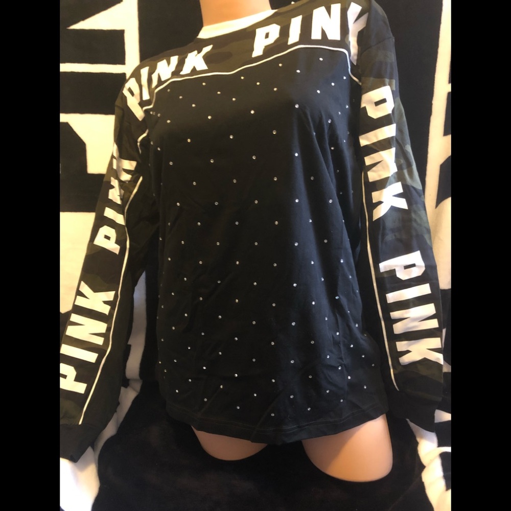 Rare vs/pink Camo bling tee